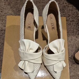 Loeffler Randall Cream Textured Heels